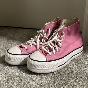 Pink High top platform Converse
